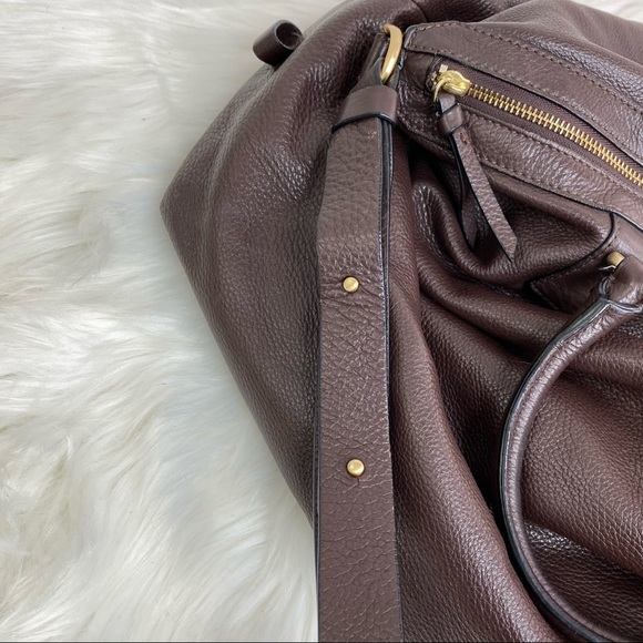 Diane Von Fostenburg Brown Pebbled Leather Drew Bucket Tote - Picture 15 of 15